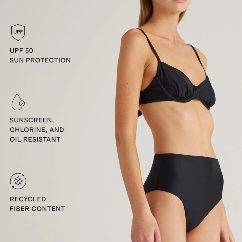 NWT QUINCE Italian Demi Bikini Top Black - Picture 7 of 8